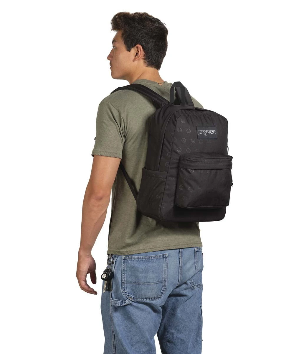 JanSport SuperBreak Plus FX Backpack - Happy And Sad Black 8 JanSport SuperBreak Plus FX Backpack - Happy And Sad Black - Image 8